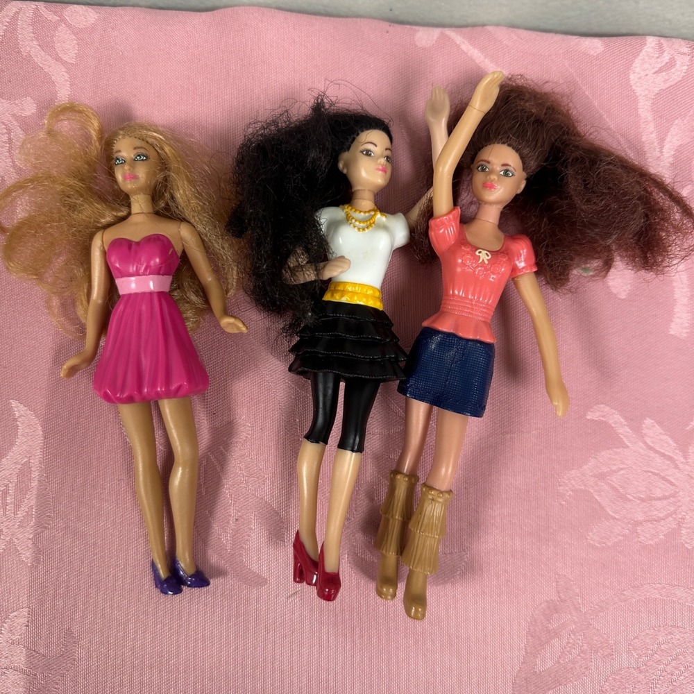 Lot of 3 Mattel Barbie McDonalds Happy Meal Dolls 2008‎ 2014 Mini Figures 5"
